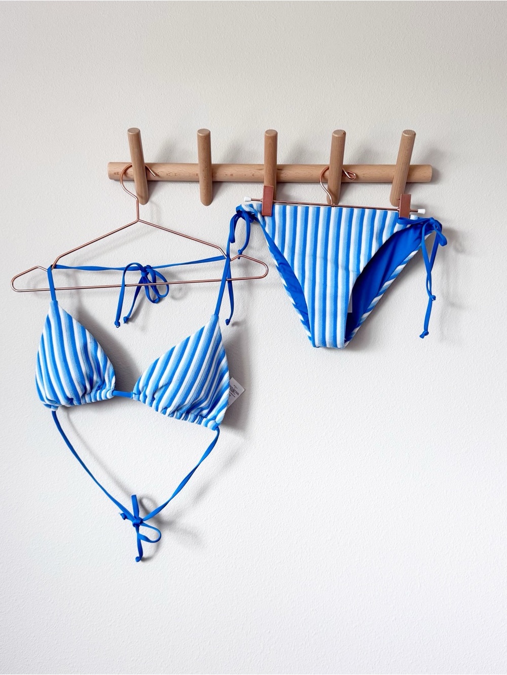 PHAX Blue & White Stripe Tie-Side Bikini Set